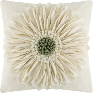 3D Sunflower Handmade Throw Pillow Covers Decorative Floral Pillowcases Cushion Covers for Couch Living Room Home Decor Creamy White 18x18 Inches