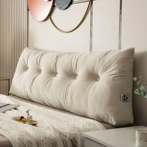 Triangular Wedge Headboard Pillows Twin XL Dorm Headboard Pillow Long Backrest Positioning Support Reading Bolster Pillow with Side Pockets Wedge Pillow College Dorm Room Essentials