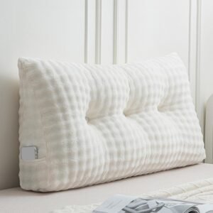 Wedge Pillow Triangular Headboard Bed Reading Backrest Wedge Bolster Pillow with Removable Cover Back Support for Daybed Bunk Bed(Beige,Twin)