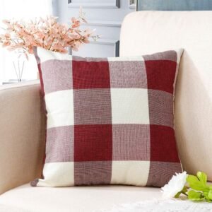 Buffalo Check Plaid Throw Pillow Covers  Decorative Square Pillowcase, Classic Retro Checkers Cushion Covers for Sofa Bedroom Car 24 x 24 Inch, White and Red