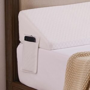 King Size（76"x10"x6"） Bed Wedge Pillow for Headboard - Bed Gap Filler(0-8") - Triangle Bloster Pillow Wedge - White