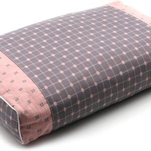Upgraded Buckwheat Neck Pillows, Buckwheat Hull Pillow for Pain Relief, Pillow Cube for Sleeping with Zipper Washable Cotton Cover, Neck Support Meditation Cushion (18x10 Inch, Grey&Pink)