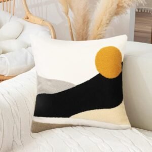 Boho Sun Throw Pillow Covers 18 X 18 Textured Mid Century Modern Throw Pillow Covers Abstract Bohemian Aesthetic Decorative Pillows for Couch Bed Sofa Living Room 1PC