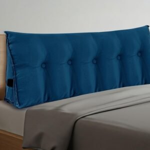 Wedge Pillow Queen Triangular Headboard Bed Reading Backrest Back Support Long Pillow with Removable Cover for Dorm Room Supplies Housewarming Gift(Blue)